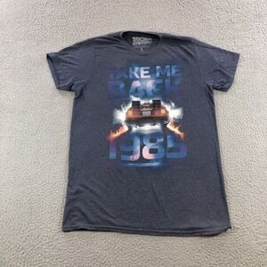 Back to the Future T-Shirt Take Me Back 1985 DeLorean Car Blue Men's Size Small